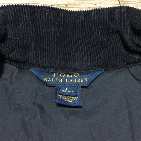 Polo Ralph Lauren Quilted Jacket Boy’s Size L 12-14 Navy Blue Full Zip Pockets - Picture 6 of 8